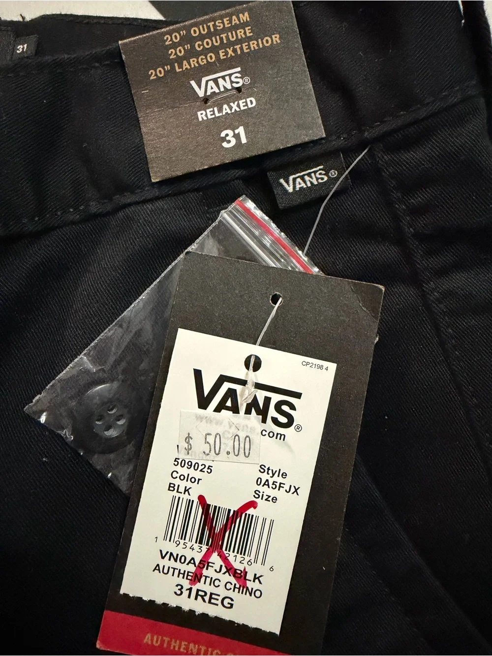 Vans Black Flat Front Men's Shorts